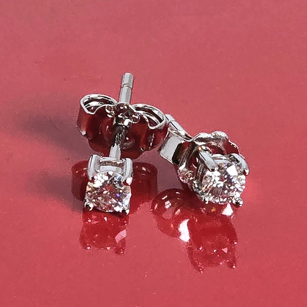Minimalist 4mm White Moissanite 925 Sterling Silver Earrings
